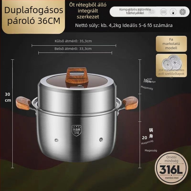 316L rozsdamentes acél gőzölő, nagy kapacitású, többszintes kialakítás, két szintes, élelmiszer-minőségű