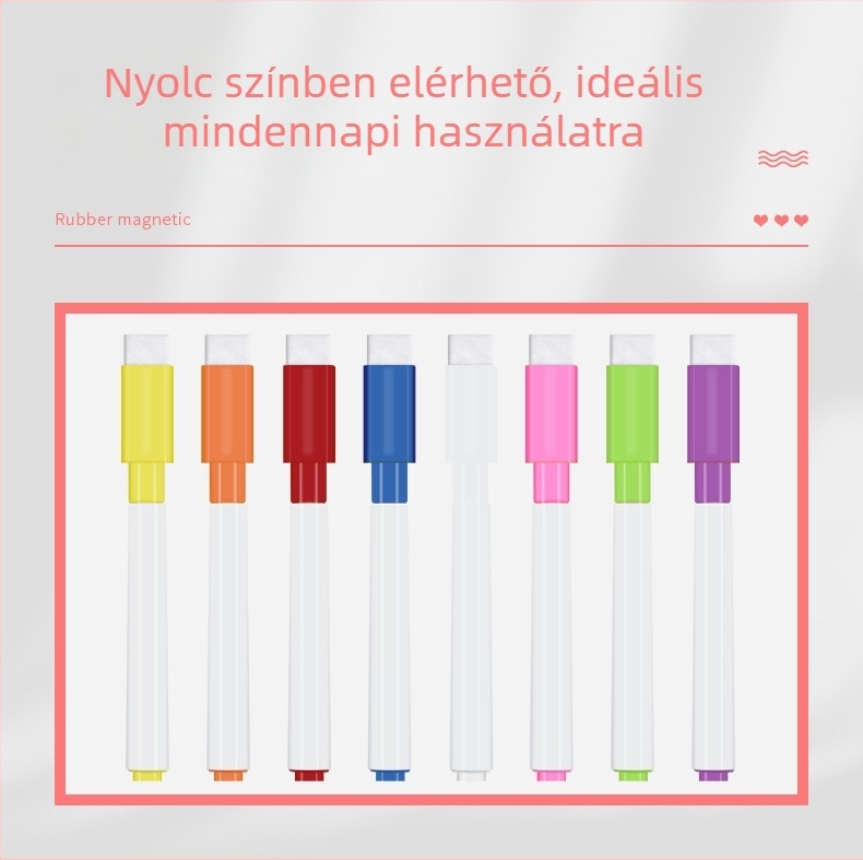 Bibigou Mágneses jelölő toll tábla vízoldható krétával, gyermekeknek, műanyag test, törölhető, testreszabható