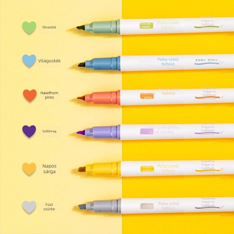 Deli S745 kiemelő toll hat puha heggyel, műanyag tok, dobozos csomagolás, modell S745, specifikációk 288/24