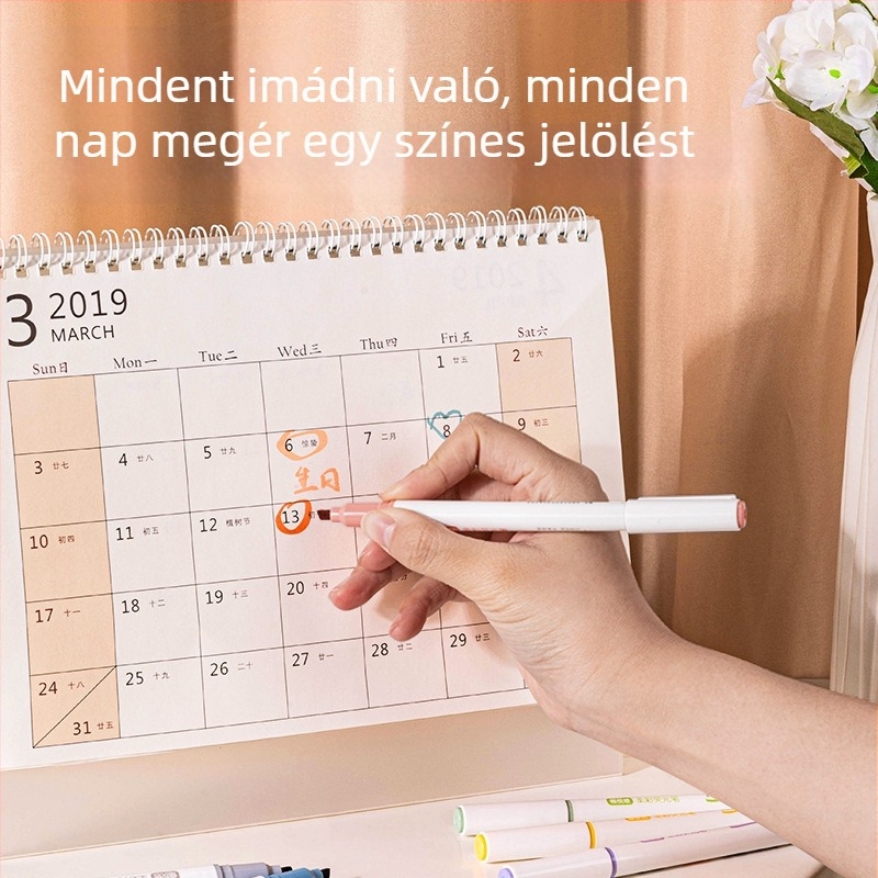 Deli S745 kiemelő toll hat puha heggyel, műanyag tok, dobozos csomagolás, modell S745, specifikációk 288/24