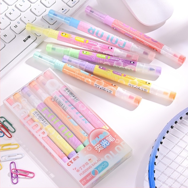 CY-807 kettős végű kiemelő toll műanyag házban, dobozos csomagolás