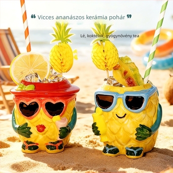 Pengzhi Kerámia Hawaii Mai Tai koktélos pohár, virágzó mintázat, 301-400 ml