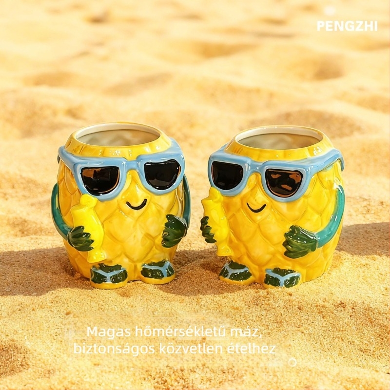 Pengzhi Kerámia Hawaii Mai Tai koktélos pohár, virágzó mintázat, 301-400 ml