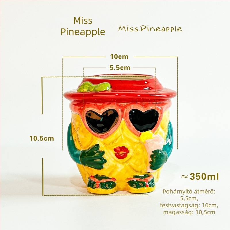 Pengzhi Kerámia Hawaii Mai Tai koktélos pohár, virágzó mintázat, 301-400 ml