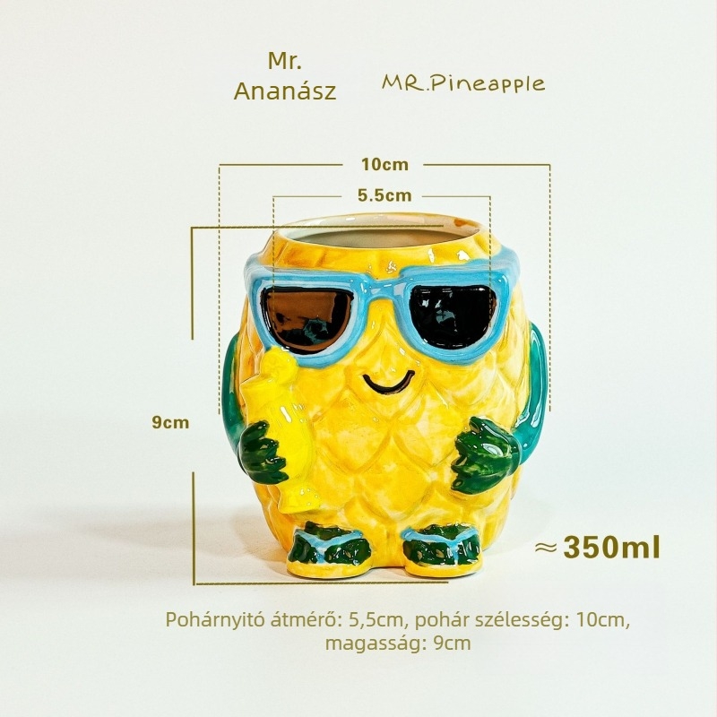 Pengzhi Kerámia Hawaii Mai Tai koktélos pohár, virágzó mintázat, 301-400 ml