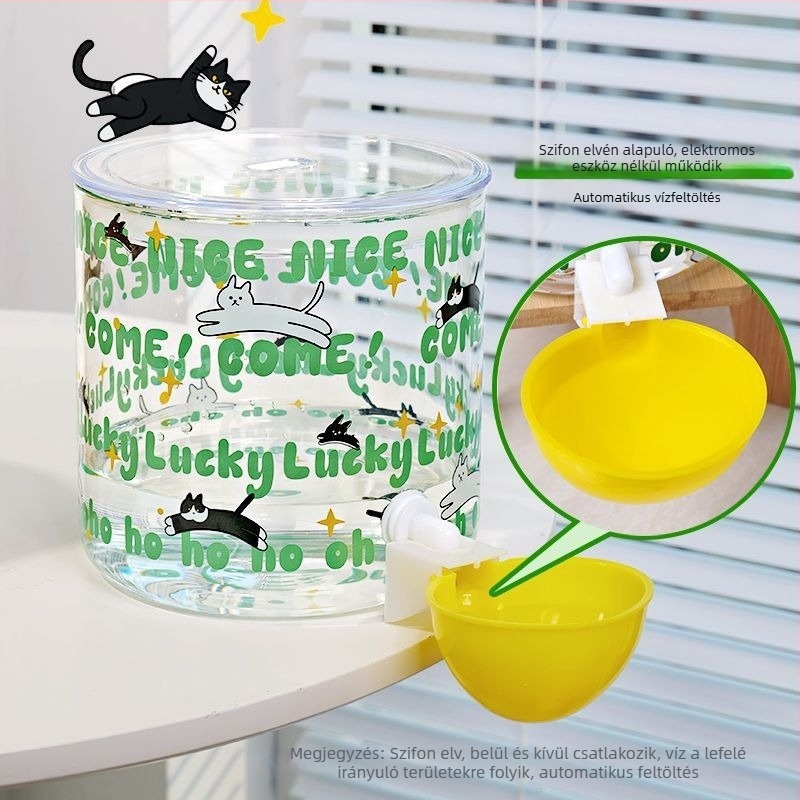 Automata vízadagoló háziállatok számára – boroszilikát üveg, élelmiszer-minőség, hőálló, nagy kapacitás