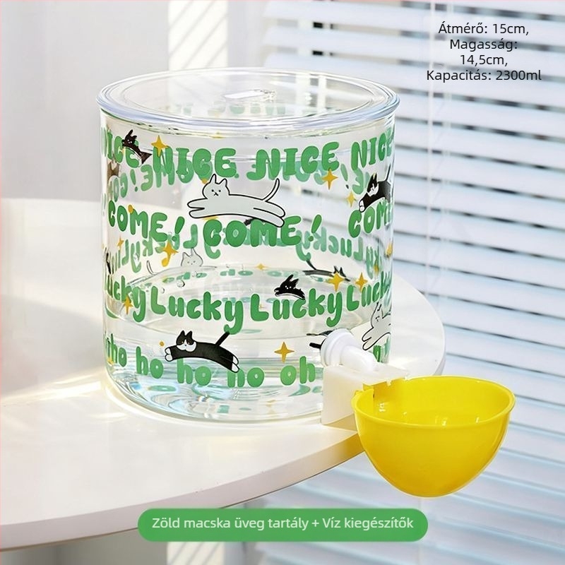 Automata vízadagoló háziállatok számára – boroszilikát üveg, élelmiszer-minőség, hőálló, nagy kapacitás