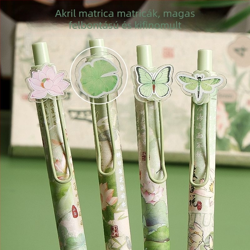 Nemzeti stílusú zselés toll, Yiyou márka, akril test, fém hegy, törölhető tinta