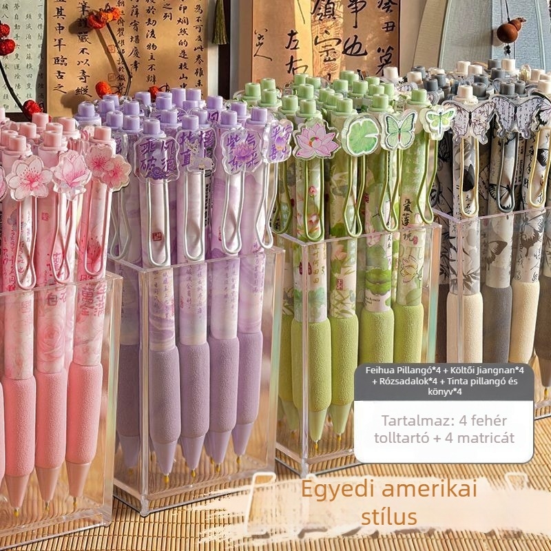 Nemzeti stílusú zselés toll, Yiyou márka, akril test, fém hegy, törölhető tinta