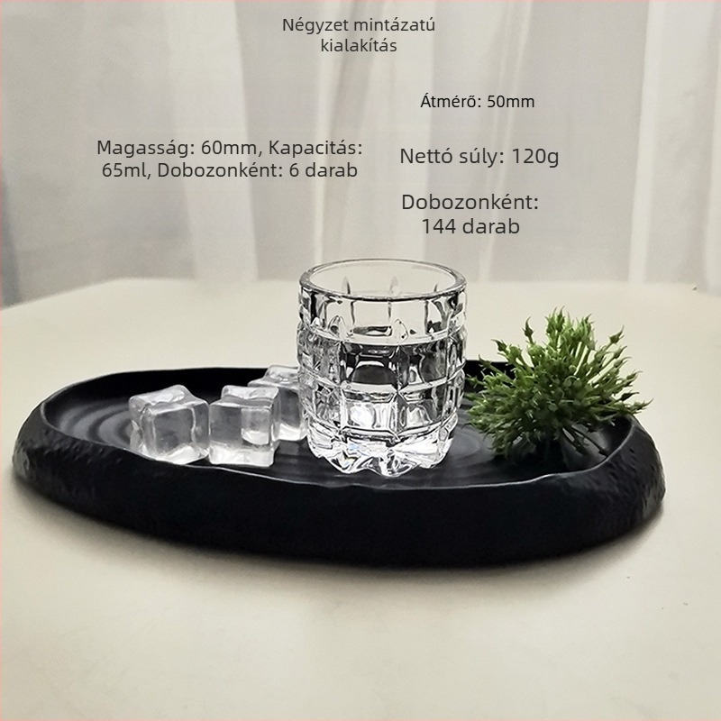 Whiskey pohár otthoni használatra, vintage fényűző stílus, áttetsző üveg, ólommentes, 1–100 ml kapacitás