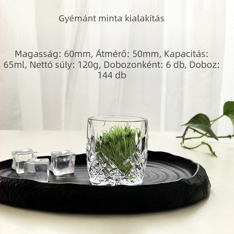 Whiskey pohár otthoni használatra, vintage fényűző stílus, áttetsző üveg, ólommentes, 1–100 ml kapacitás