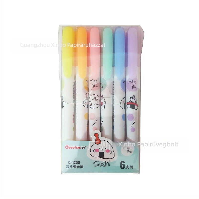 Képregényes kiemelő toll dupla fejű, 3-darabos PVC csomagolás, modell 1200