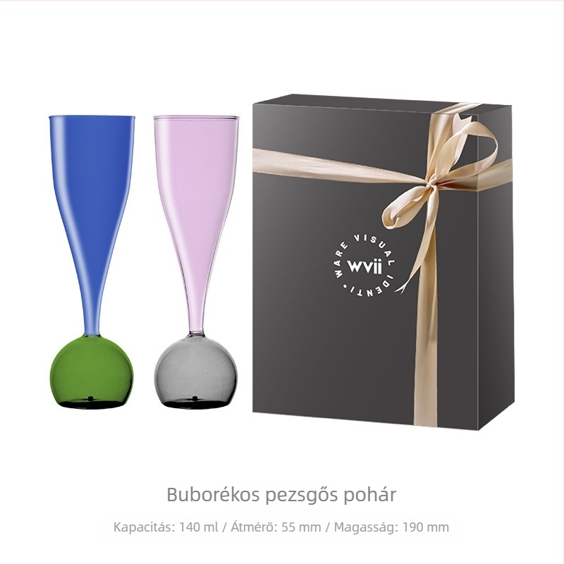 Pezsgőspohár | skandináv stílus, üveg, kapacitás 101–200 ml, 1 darab, ajándékdobozban