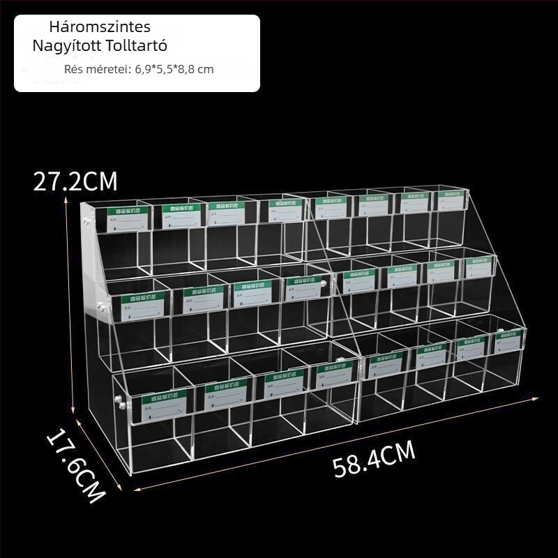 Átlátszó akril tolltartó és bemutató állvány tollakhoz, ceruzákhoz és szemöldökceruzához