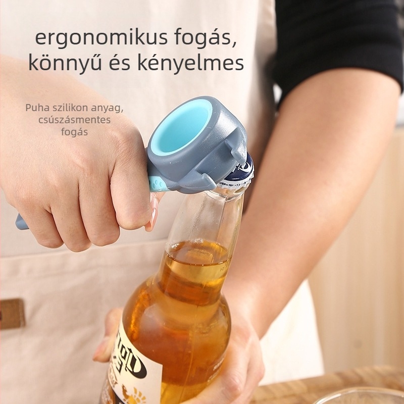 4 az 1-ben üveg- és konzervnyitó – rozsdamentes acél + PP + TPR, többfunkciós, 2-darabos készlet, logó nyomtatás
