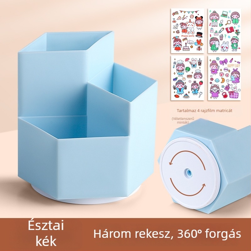 Forogó hexagonális tolltartó, ABS anyag, modell FZ-2469-5M