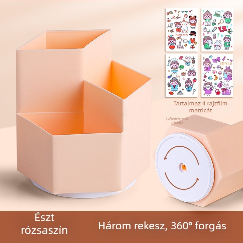 Forogó hexagonális tolltartó, ABS anyag, modell FZ-2469-5M