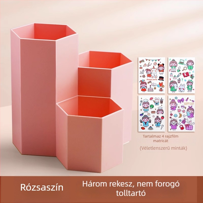 Forogó hexagonális tolltartó, ABS anyag, modell FZ-2469-5M