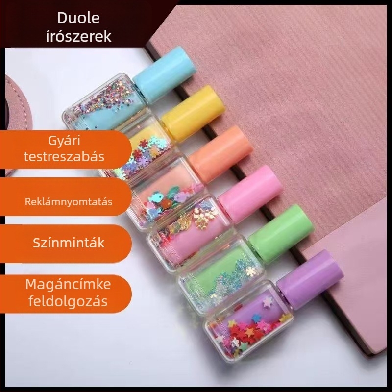 DL körömlakk marker toll készlet, műanyag ház, egyedi OPP csomagolás, logónyomtatás, testreszabás elérhető