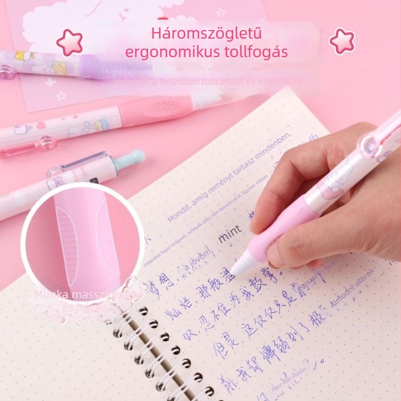 Hőre törlhető tintájú tollkészlet, markolat a testtartás javításához, fém toll, törlőpálca és ajándékdobozt