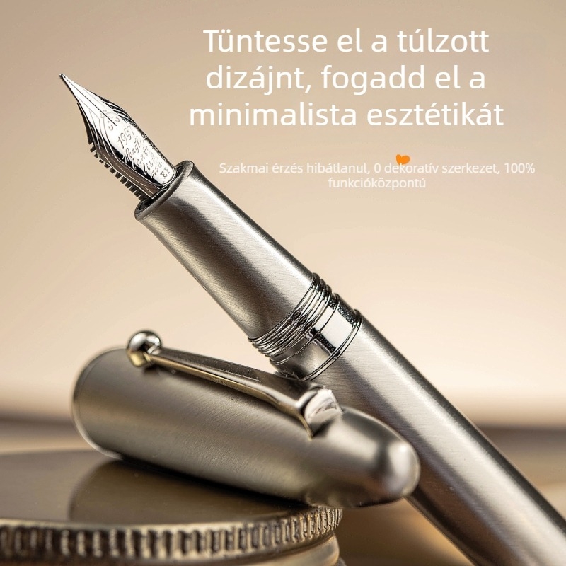 Töltőtoll pistontöltésű, rozsdamentes acél heggyel, kalligráfiához és irodai használatra