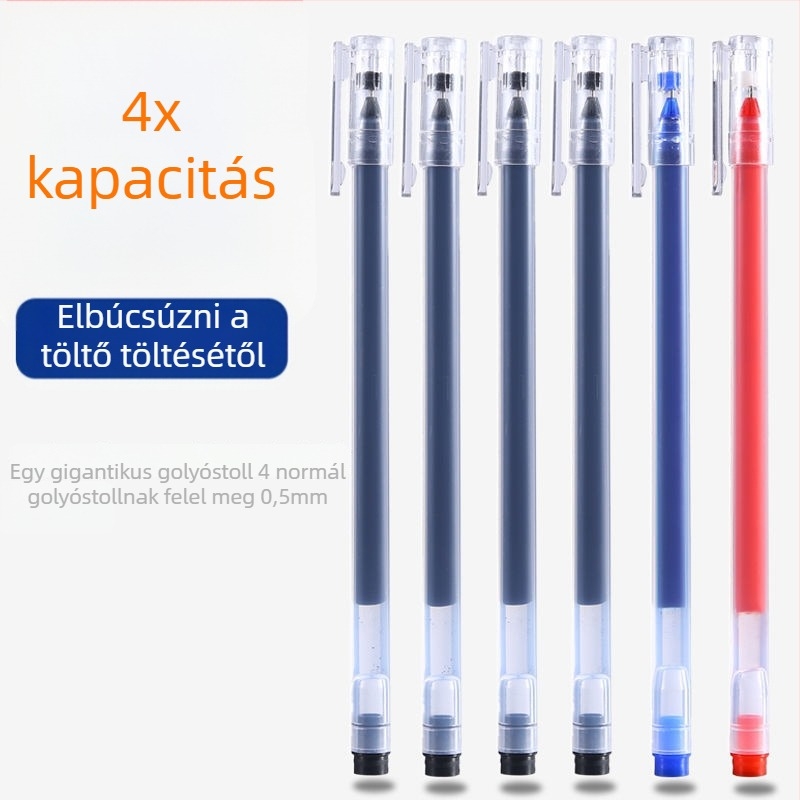 Gél toll nagy kapacitású tintával, sima írás, tartós rozsdamentes acél heg, műanyag test, fekete tinta, ideális irodai aláírásokra és vizsgákhoz