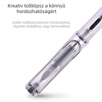 Átlátszó töltőtoll műanyag tokkal, heg rozsdamentes acél, EF hegy, tintaellátó rendszer zsák/abszorber, modell: átlátszó toll
