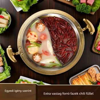 Éttermi használatra készült rozsdamentes acél hot pot, kompatibil indukciós főzőlapokkal, többrétegű aljzat, kapacitás 2,1–10 L, tömeg körülbelül 2 kg