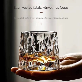 Whiskey pohár forgó csöpögésmentes mechanizmussal, felülete ütőtextúrájú és csíkos dizájnnal, minimalist stílus, 101–200 ml kapacitás