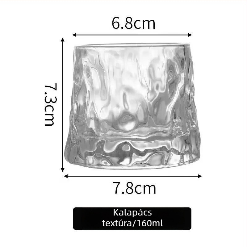 Whiskey pohár forgó csöpögésmentes mechanizmussal, felülete ütőtextúrájú és csíkos dizájnnal, minimalist stílus, 101–200 ml kapacitás