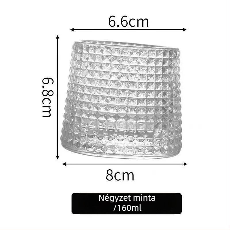 Whiskey pohár forgó csöpögésmentes mechanizmussal, felülete ütőtextúrájú és csíkos dizájnnal, minimalist stílus, 101–200 ml kapacitás