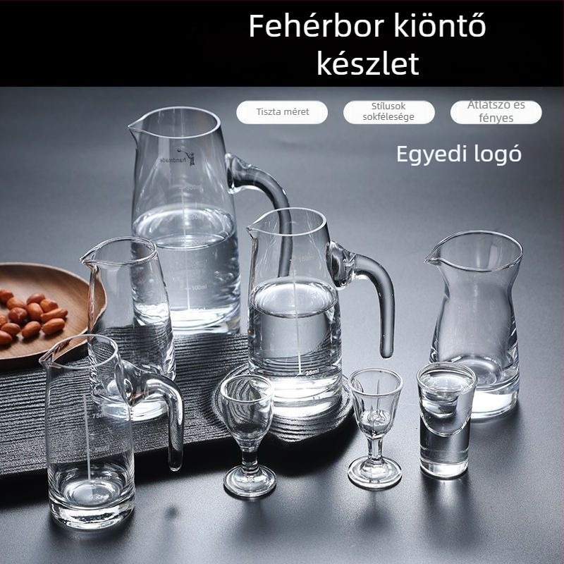 Hetes darab kristály italos pohár készlet, 10 ml-es rövid poharak, fehér