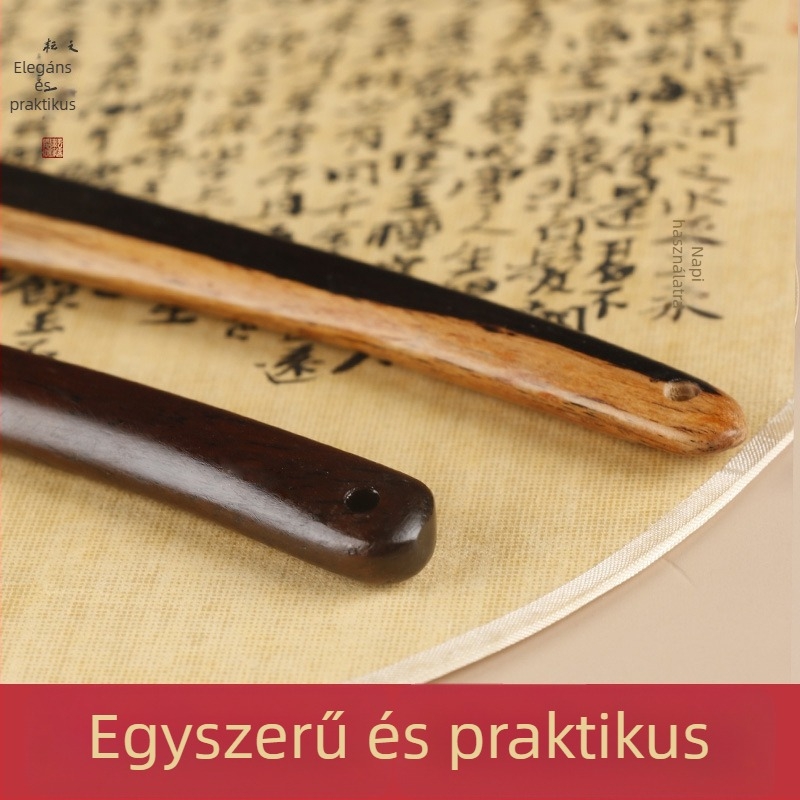 Kaligrafikus papírvágó kés, kerek fejű szantálfa fogantyúval, tömörfából készült, rizspapír vágására