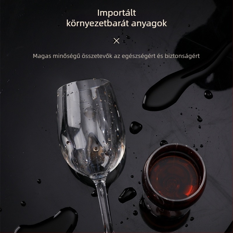 Műanyag borospohár, modern egyszerű stílus; súly 90 g, egységcsomagolás, logónyomtatás engedélyezett
