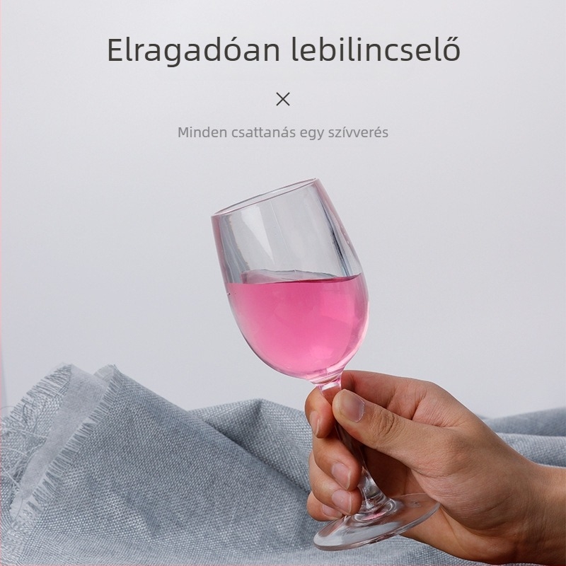 Műanyag borospohár, modern egyszerű stílus; súly 90 g, egységcsomagolás, logónyomtatás engedélyezett