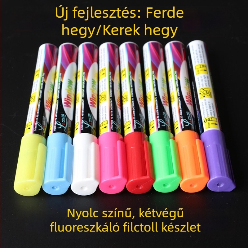 Kétoldalas fluoreszcens marker LED-platokra és mágneses táblára, folyékony kréta