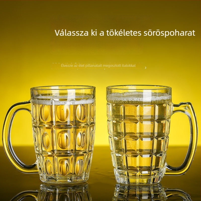 Sörtartó pohár fogantyúval, üveg, 401-500 ml kapacitás, modern minimalista stílus, papírdobozos csomagolás