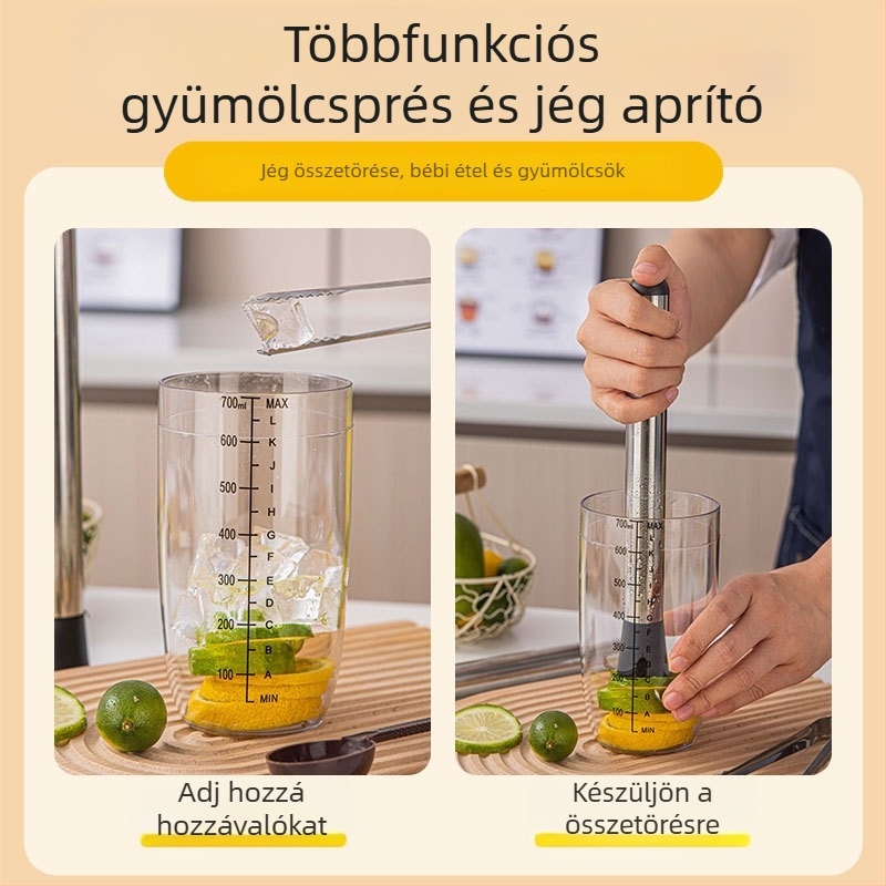 Rozsdamentes acél muddler jégzúzására és gyümölcspép kinyomására – modern, egyszerű dizájn, 2024-es megjelenés, egyetlen csomagolás, kiváló minőség