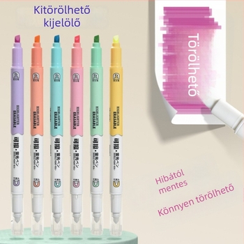 Kétoldalas törölhető kiemelő toll, modell H239D, műanyag tok, logó nyomtatva, testreszabható