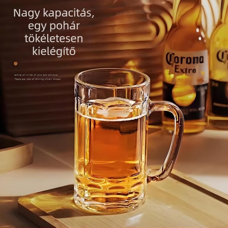 Sörös pohár, magas hőálló boroszilikát üvegből, kapacitás 401–500 ml, modern minimalist stílus, 1 db.