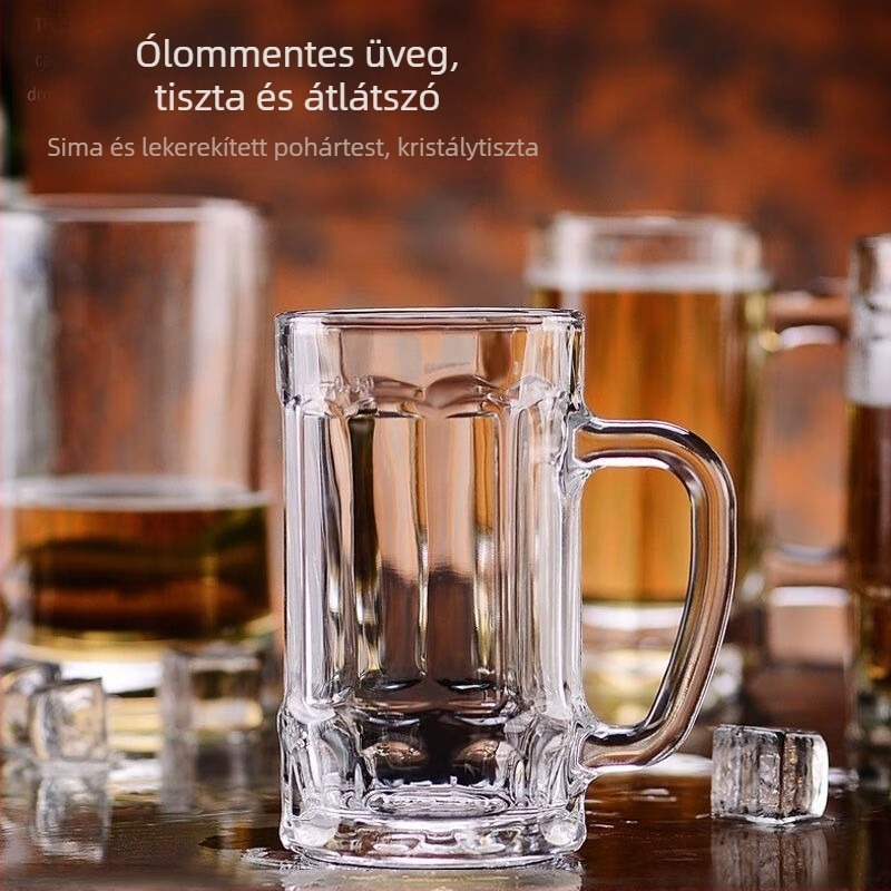 Sörös pohár, magas hőálló boroszilikát üvegből, kapacitás 401–500 ml, modern minimalist stílus, 1 db.