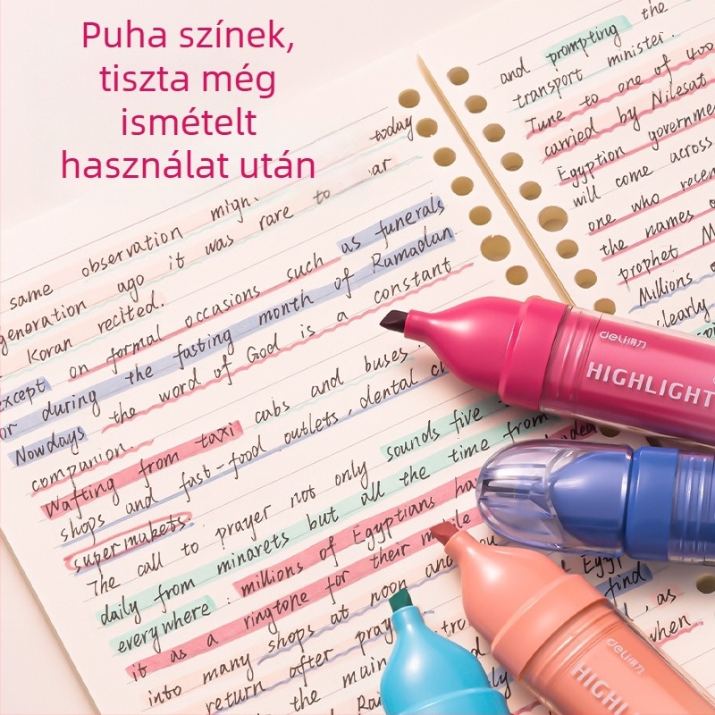 Deli SK205 diákoknak szánt kiemelő toll, műanyag test, dobozos csomagolás, egyfejű