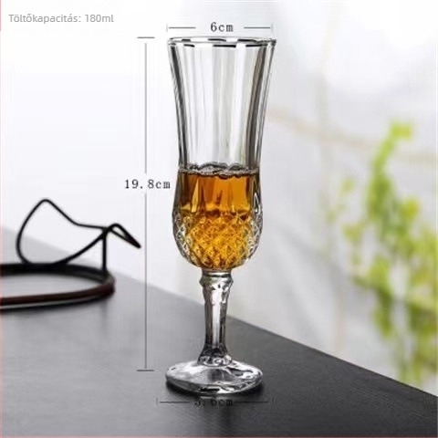 Kristály borospohár, domborított vintage dizájn, retro zodiákus stílus, kapacitás 101–200 ml, tömeg 60 g