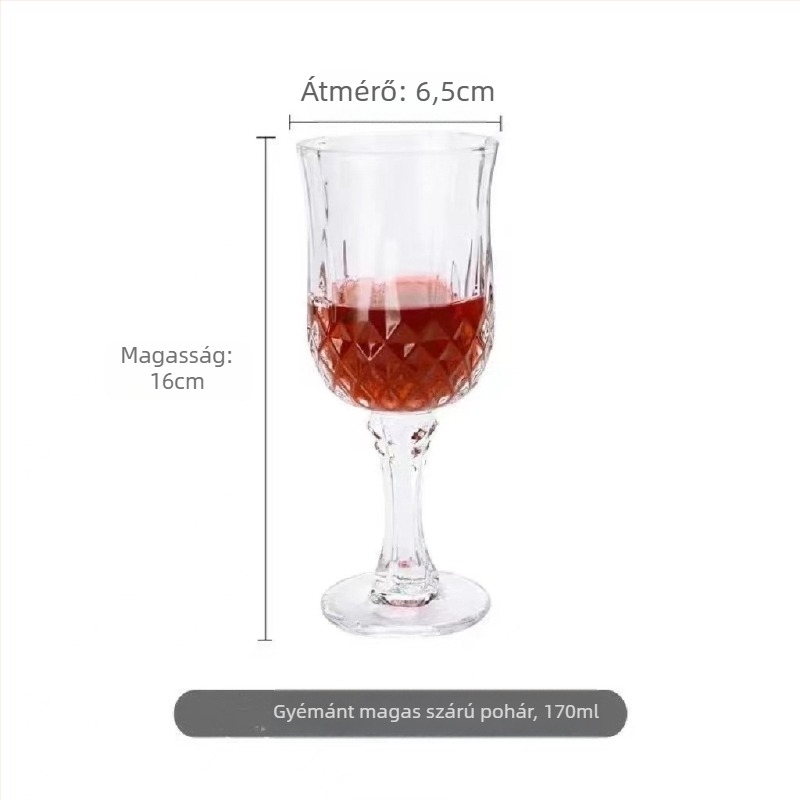 Kristály borospohár, domborított vintage dizájn, retro zodiákus stílus, kapacitás 101–200 ml, tömeg 60 g