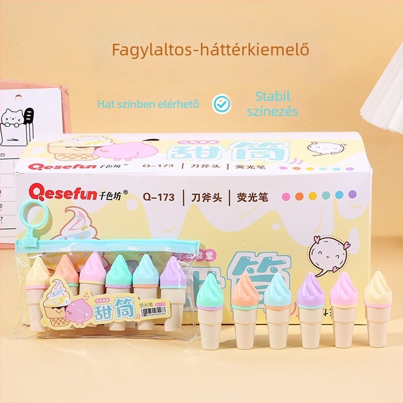 Thousand Colors Spinning kúpos Highlighter – műanyag burkolat, modell Q-173, zacskós csomagolás, logónyomtatás elérhető.