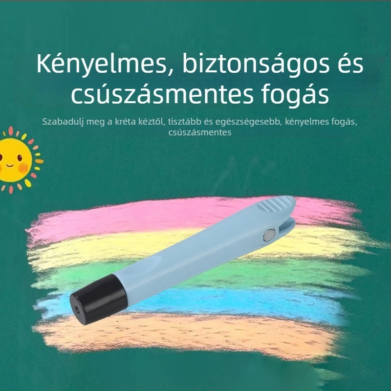 Krétatartó oktatáshoz, mágneses, pormentes, műanyag, vízoldékony krétakészlet