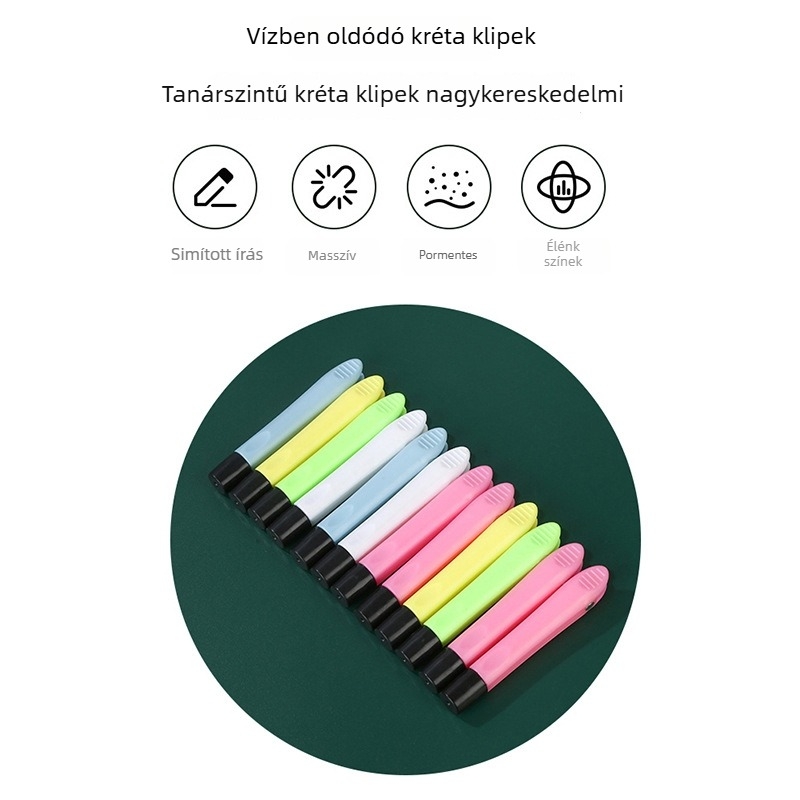 Krétatartó oktatáshoz, mágneses, pormentes, műanyag, vízoldékony krétakészlet