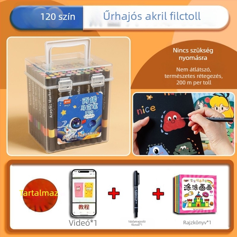 Gyerekeknek szóló akril filctollak puha heggyel, gyorsan száradó, nem toxikus akvarell tollak, mosható és rétegezhető diákok számára
