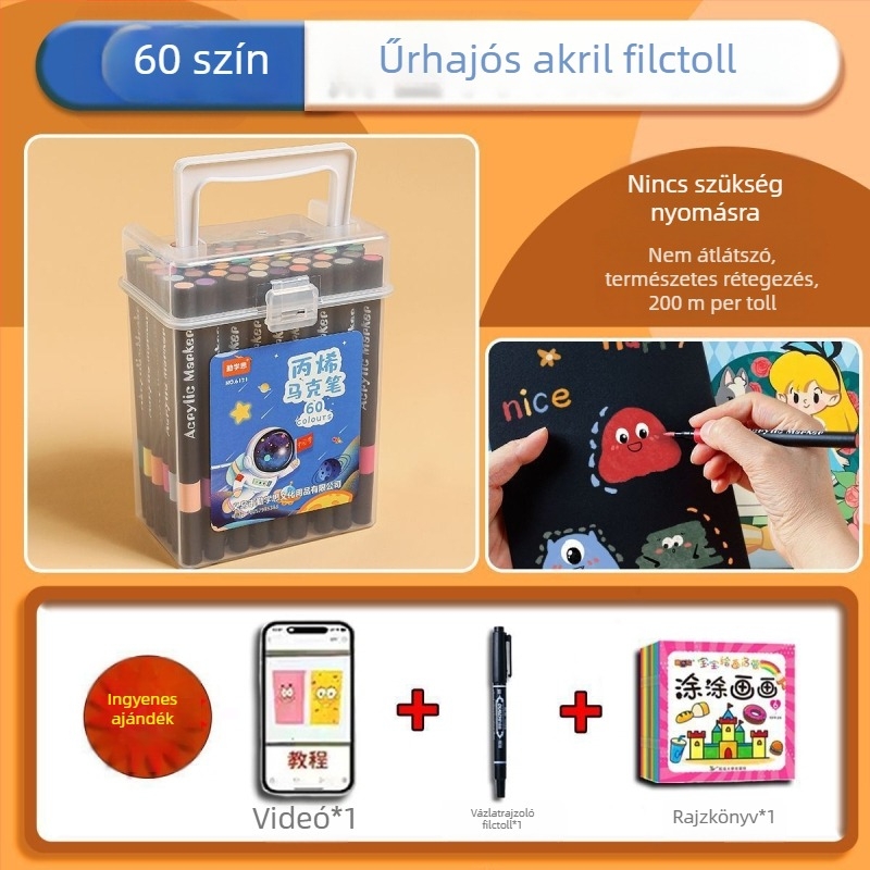 Gyerekeknek szóló akril filctollak puha heggyel, gyorsan száradó, nem toxikus akvarell tollak, mosható és rétegezhető diákok számára