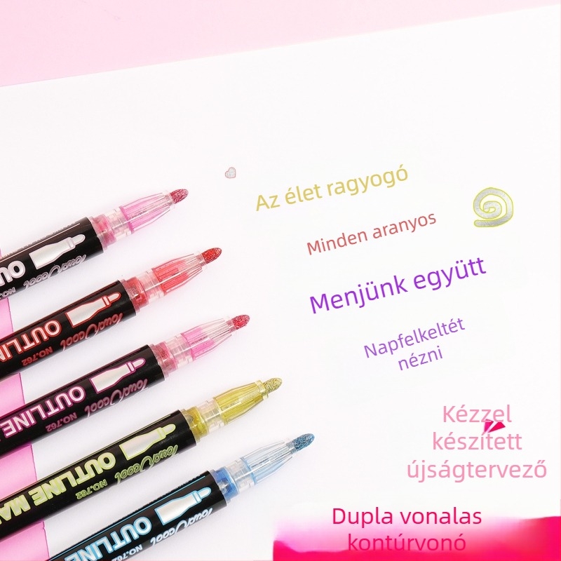 Gyerekeknek szóló két színű kontúr marker készlet – Tach cool, egyrészes fej, nem törölhető, logónyomtatás lehetséges